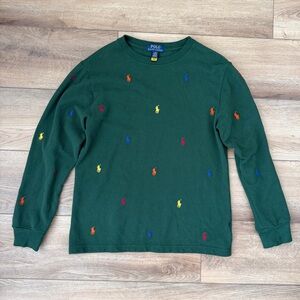 Polo Ralph Lauren Green Pony Print Long Sleeve Shirt Youth L